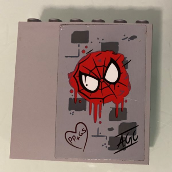 Panel 1 x 6 x 5 with Spiderman Mask and 'PP+GS' in Heart Graffiti Pattern (Sticker) - Set 76057