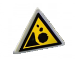 Road Sign 2 x 2 Triangle with Clip with Black Falling Rocks Pattern (Sticker) - Set 60172