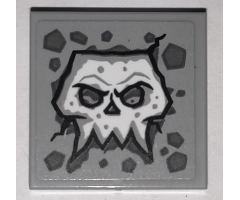 Tile 2 x 2 with Cracked Stone Skull Face Pattern (Sticker) - Set 71747