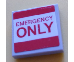 Tile 2 x 2 with Red 'EMERGENCY ONLY' and Stripes on White Background Pattern (Sticker) - Set 60204