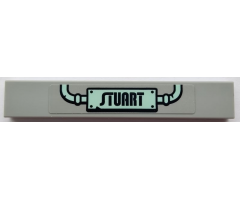 Tile 1 x 6 with 'STUART' Sign and Light Aqua Pipes Pattern (Sticker) - Set 75551