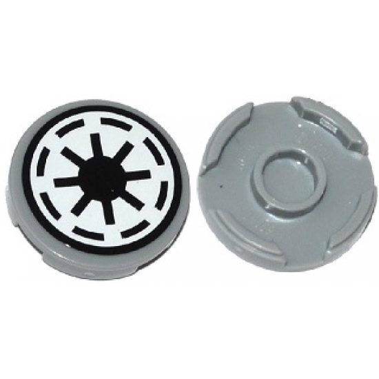 Tile, Round 2 x 2 with Bottom Stud Holder with SW Republic Logo, Black Border, Thick Gaps Pattern (Sticker) - Set 75039