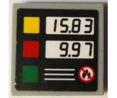 Tile 2 x 2 with Yellow, Red, and Green Squares, Black '15.83' and '9.97' Pattern (Sticker) - Set 60132