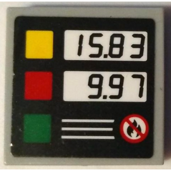 Tile 2 x 2 with Yellow, Red, and Green Squares, Black '15.83' and '9.97' Pattern (Sticker) - Set 60132