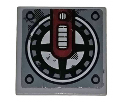 Tile 2 x 2 with Dark Red Arm and Black Fan Pattern (Sticker) - Set 70009