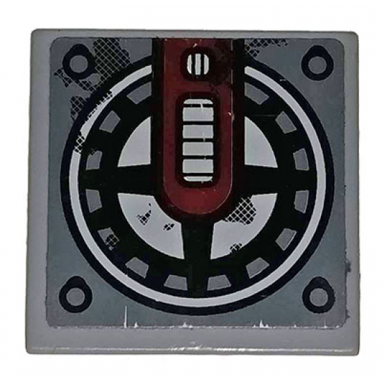 Tile 2 x 2 with Dark Red Arm and Black Fan Pattern (Sticker) - Set 70009