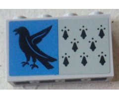 Panel 1 x 4 x 2 with Side Supports - Hollow Studs with 8 Black Spires and Raven on Blue Background Pattern (Sticker) - Set 75956