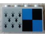 Panel 1 x 4 x 2 with Side Supports - Hollow Studs with 8 Black Spires and Black and Blue Squares Pattern (Sticker) - Set 75956