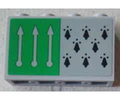 Panel 1 x 4 x 2 with Side Supports - Hollow Studs with 8 Black Spires and 3 Arrows on Green Background Pattern (Sticker) - Set 75956