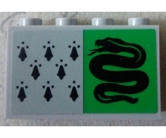 Panel 1 x 4 x 2 with Side Supports - Hollow Studs with 8 Black Spires and Snake on Green Background Pattern (Sticker) - Set 75956