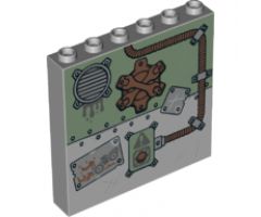 Panel 1 x 6 x 5 with Metal Plates, Wrenches, Grille, Vehicle and Warning Sign with Button and Tube Pattern