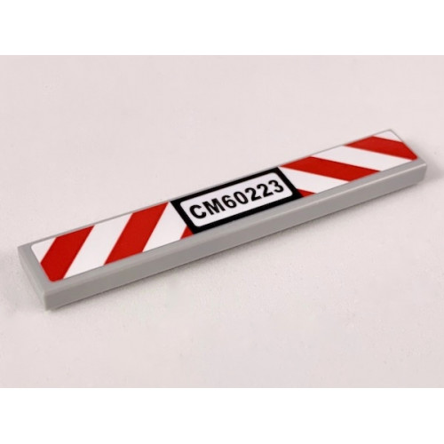 Tile 1 x 6 with 'CM60223' License Plate and Red and White Danger Stripes Pattern (Sticker) - Set 60220