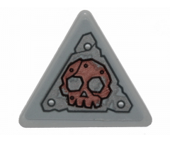 Road Sign 2 x 2 Triangle with Clip with Worn Metal Plate and Skull Pattern (Sticker) - Set 70829