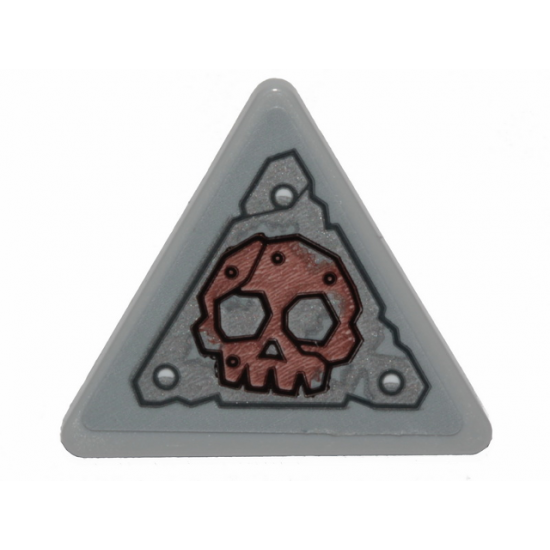 Road Sign 2 x 2 Triangle with Clip with Worn Metal Plate and Skull Pattern (Sticker) - Set 70829