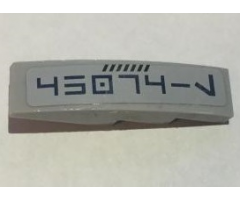 Slope, Curved 4 x 1 with Dark Blue Aurebesh '45074-L' Pattern Model Right Side (Sticker) - Set 75046