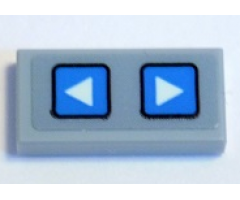 Tile 1 x 2 with White and Dark Azure Left and Right Arrow Buttons Pattern (Sticker) - Set 41346