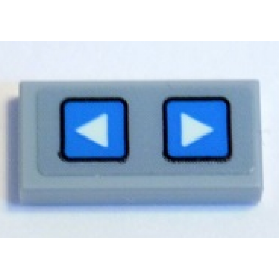 Tile 1 x 2 with White and Dark Azure Left and Right Arrow Buttons Pattern (Sticker) - Set 41346