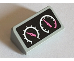 Slope 30 1 x 2 x 2/3 with Two White Gauges with Dark Pink Needles Pattern (Sticker) - Set 71016