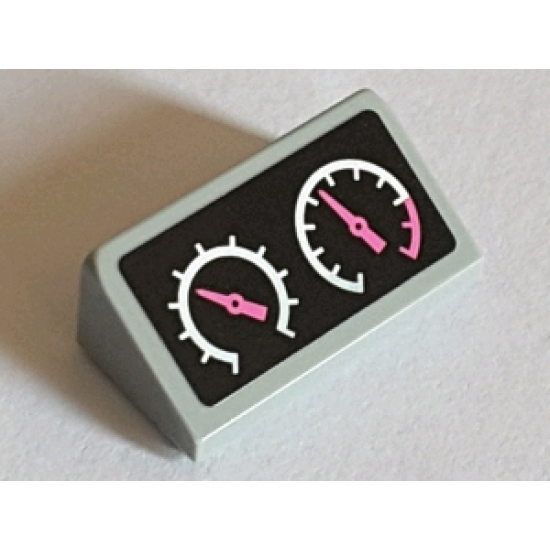 Slope 30 1 x 2 x 2/3 with Two White Gauges with Dark Pink Needles Pattern (Sticker) - Set 71016