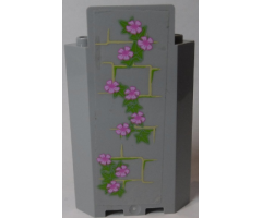 Panel 3 x 3 x 6 Corner Wall without Bottom Indentations with Bricks and Ivy Trunks with 10 Magenta Flowers Pattern 2 (Sticker) - Set 41055
