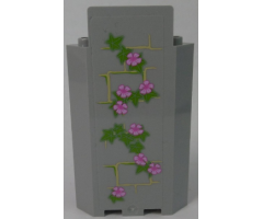Panel 3 x 3 x 6 Corner Wall without Bottom Indentations with Bricks and Ivy Trunks with 8 Magenta Flowers Pattern 1 (Sticker) - Set 41055