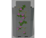 Panel 3 x 3 x 6 Corner Wall without Bottom Indentations with Bricks and Ivy Trunks with 8 Magenta Flowers Pattern 2 (Sticker) - Set 41055