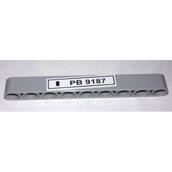 Technic, Liftarm 1 x 9 Thick with 'PB 9187' License Plate Pattern (Sticker) - Set 9395