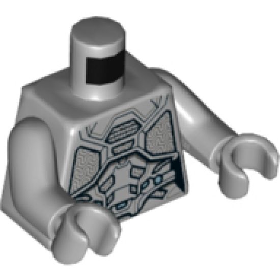 Torso Female Outline with Body Armor with Dark Bluish Gray Trim Pattern (Ghost) / Light Bluish Gray Arms / Light Bluish Gray Hands
