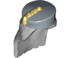 Minifigure, Hair Combo, Hat with Hair Long and Straight, Sand Blue Hat with Gold Tassel Pattern