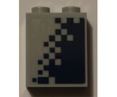 Brick 1 x 2 x 2 with Inside Stud Holder with Dark Blue Pixelated Gradient Pattern Model Left Side (Sticker) - Set 60197