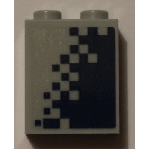 Brick 1 x 2 x 2 with Inside Stud Holder with Dark Blue Pixelated Gradient Pattern Model Left Side (Sticker) - Set 60197