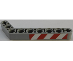 Technic, Liftarm 1 x 9 Bent (7 - 3) Thick with Red and White Danger Stripes Pattern Model Left Side Pattern (Sticker) - Set 42055