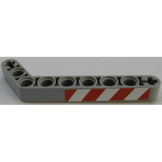 Technic, Liftarm 1 x 9 Bent (7 - 3) Thick with Red and White Danger Stripes Pattern Model Left Side Pattern (Sticker) - Set 42055