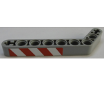 Technic, Liftarm 1 x 9 Bent (7 - 3) Thick with Red and White Danger Stripes Pattern Model Right Side (Sticker) - Set 42055