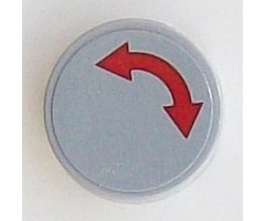 Tile, Round 2 x 2 with Bottom Stud Holder with Red Curved Arrow Double on Light Bluish Gray Background Pattern (Sticker) - Set 60098