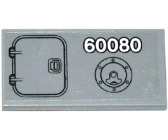 Tile 2 x 4 with Hatch Door, '60080' and Filler Cap Pattern (Sticker) - Set 60080