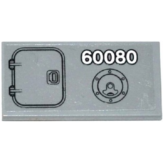 Tile 2 x 4 with Hatch Door, '60080' and Filler Cap Pattern (Sticker) - Set 60080