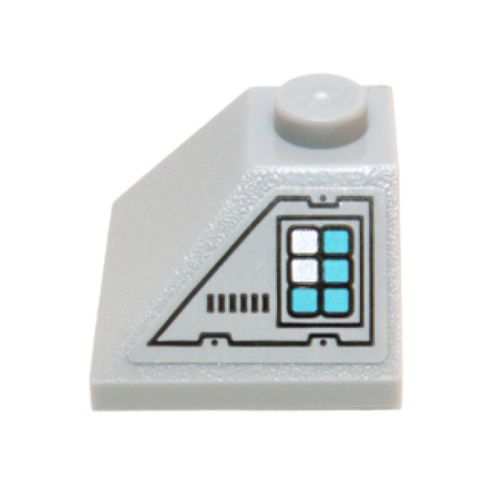 Slope 45 2 x 2 Double Convex with Medium Azure and White Keypad and Black Vents Pattern (Sticker) - Set 71200