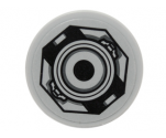 Tile, Round 2 x 2 with Bottom Stud Holder with SW White and Black Circles and Octagon Pattern (Sticker) - Set 75102