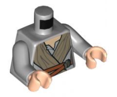Torso SW Female Outline, Open Neck Shirt, Dark Tan Tied Robe, Dark Orange Belt Pattern / Light Bluish Gray Arms / Light Nougat Hands