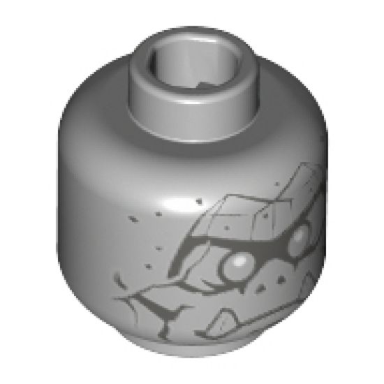 Minifigure, Head Alien Gargoyle with Cracks, Fangs and Speckled Stone Pattern - Hollow Stud