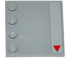 Tile, Modified 4 x 4 with Studs on Edge with Red Triangle at Corner Pattern Model Right Side (Sticker) - Set 75082