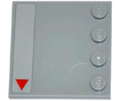 Tile, Modified 4 x 4 with Studs on Edge with Red Triangle at Corner Pattern Model Left Side (Sticker) - Set 75082