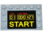 Tile, Modified 4 x 6 with Studs on Edges with Digital Clock, Counter, and 'LAP', 'LAP TIME' and 'START' Pattern (Sticker) - Set 75912
