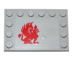 Tile, Modified 4 x 6 with Studs on Edges with Red Gryphon Pattern Model Right Side (Sticker) - Set 75081