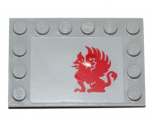 Tile, Modified 4 x 6 with Studs on Edges with Red Gryphon Pattern Model Left Side (Sticker) - Set 75081
