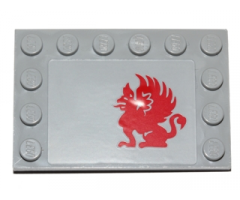 Tile, Modified 4 x 6 with Studs on Edges with Red Gryphon Pattern Model Left Side (Sticker) - Set 75081