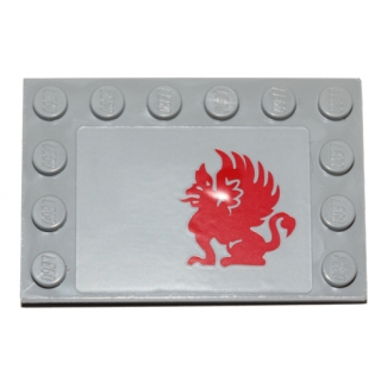 Tile, Modified 4 x 6 with Studs on Edges with Red Gryphon Pattern Model Left Side (Sticker) - Set 75081