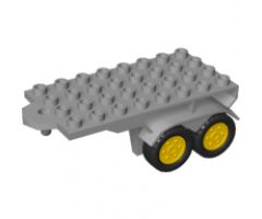 Duplo, Vehicle Trailer Flatbed 4 x 8 with Hook and 4 Yellow Wheels