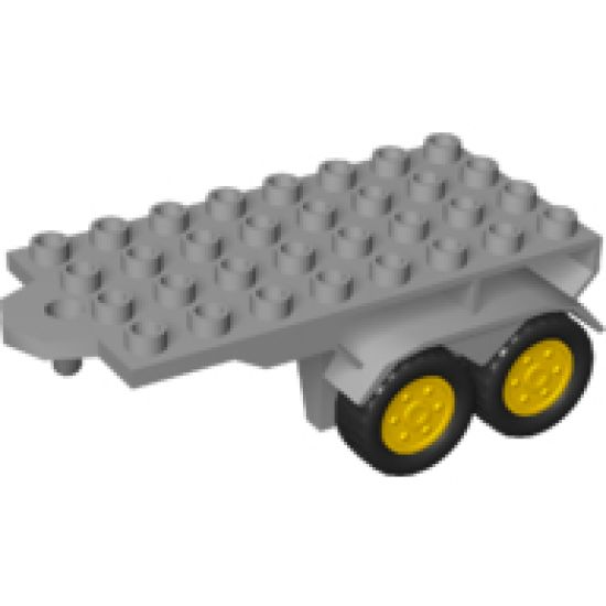 Duplo, Vehicle Trailer Flatbed 4 x 8 with Hook and 4 Yellow Wheels
